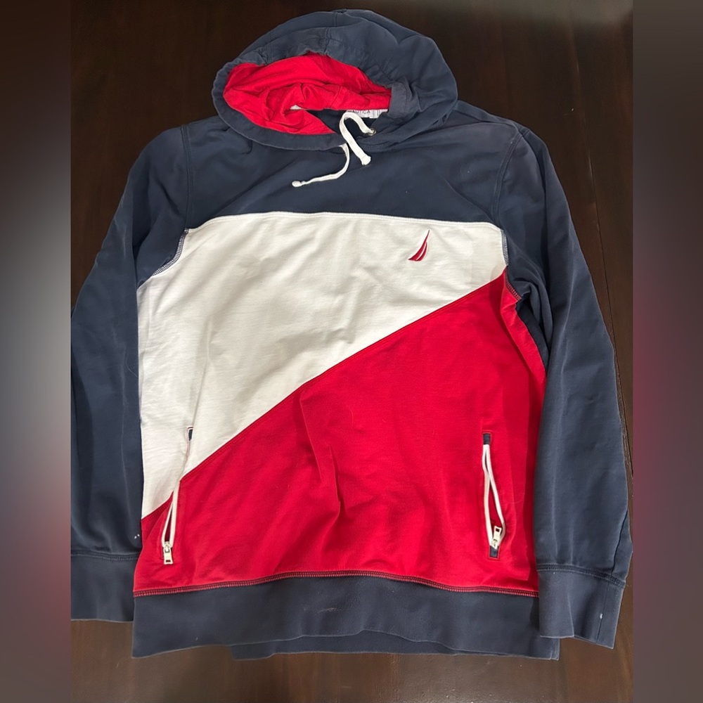 Nautica Colorblock J Classic Men’s Hoodie Vintage 90’s Style Oversized 2XL